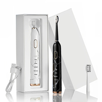 Brosse à dents électrique sonique rechargeable Lula Manufacturer, motif marbre, pour adulte, poils souples, type-C, noir et blanc, IPX7, LP034640