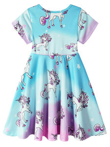 Vestito da <span class=keywords><strong>bambina</strong></span> a maniche corte con fiori, abbigliamento estivo per bambini, vestito da principessa per bambini, costume da <span class=keywords><strong>unicorno</strong></span> per ragazze di Halloween - Product Image 5