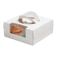 Boîte à pâtisserie personnalisée avec poignée blanche, tiroir coulissant, fenêtre transparente et insert à 4 compartiments pour mousse et pâtisserie