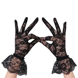 简约新娘黑色蕾丝正式廉价腕长特殊场合花式性感女式手套