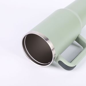 Gobelet isotherme personnalisé avec logo, 40 oz, en acier inoxydable, avec paille rabattable, poignée et isolation sous vide - Product Image 4