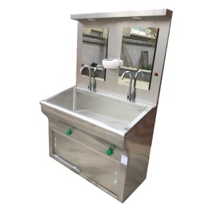 Muebles Médicos Ginee, Lavabo Quirúrgico Doble de Acero Inoxidable 304 con Espejo para Clínica - Product Image 3