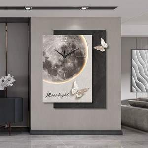 Horloge murale rétro <span class=keywords><strong>de</strong></span> style médiéval, <span class=keywords><strong>peinture</strong></span> nostalgique, motifs papillon et lune, art décoratif 3D en grès pour salons - Product Image 3