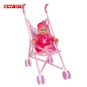 Les filles font semblant <span class=keywords><strong>de</strong></span> jeu <span class=keywords><strong>de</strong></span> <span class=keywords><strong>maison</strong></span> 14 pouces bricolage bébé fer matériel pliable jouets poussette poupée avec le son - Product Image 2