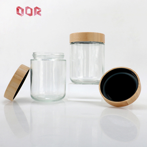 Luxury Transparent Glass Jar Candy <b>Container</b> Empty 500ml Jars for Food Packaging with Bamboo Screw Cap - Product Image 3