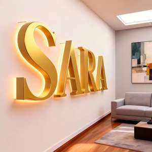 Letrero Luminoso LED con Logotipo Comercial para Exteriores, Letrero LED con Letras 3D Retroiluminadas de Acero Inoxidable Cortado con Láser Personalizado, Acabado Dorado Cepillado para Negocios - Product Image 1