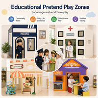 Équipement de terrain de jeux intérieur éducatif pour enfants, maisonnette de jeu d'imitation, village de jeu de rôle éducatif, ville de jeux souples avec café et station-service