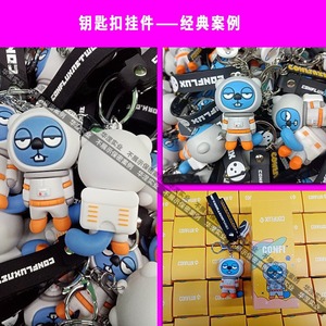 Porte-clés en PVC Huane Industrial, motif astronaute de dessin animé, avec mousqueton et pendentif en caoutchouc souple, idéal comme cadeau - Product Image 4
