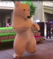 Costume de mascotte gonflable ours polaire brun en peluche douce et écologique de 2,2 m, avec batterie rechargeable, pour adulte unisexe