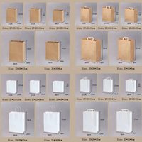 Sacs shopping en papier kraft sur mesure, noir et blanc avec emblème, poignée beige, papier kraft écologique durable pour emballage, sac en papier kraft