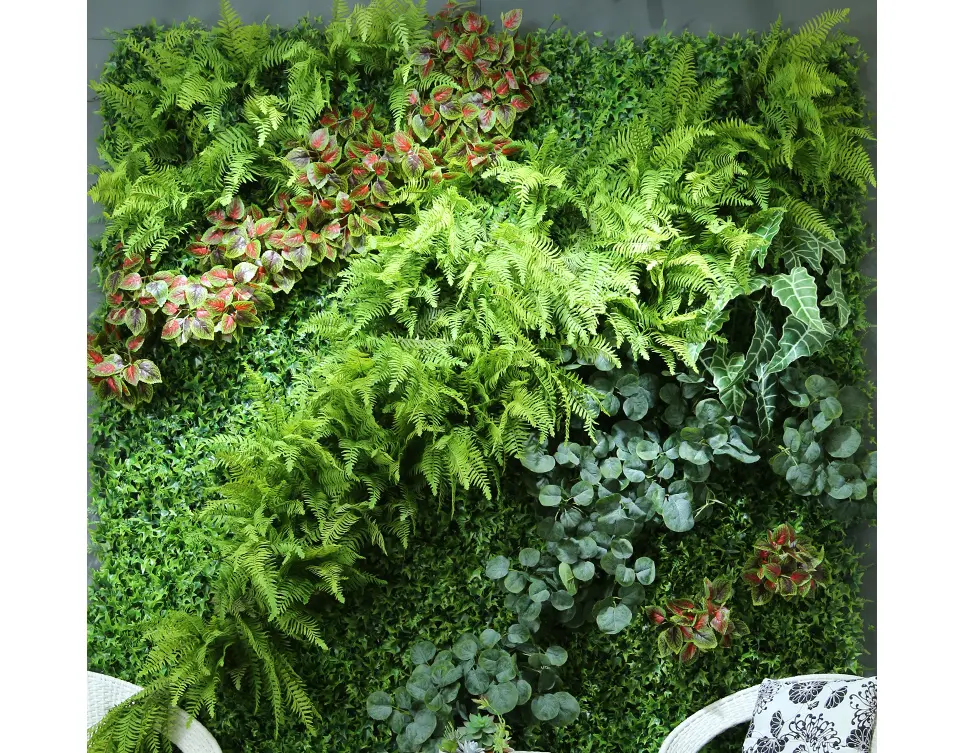 Artificial plant wall green plant plastic Artificial flower turf wall decoration background image balcony green lawn wall