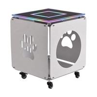 Table basse en verre et acrylique de style moderne avec éclairage intelligent LED RGB, commande tactile/télécommande sans fil, taille personnalisable pour l'ameublement de la maison