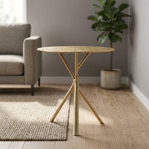 Hot Pick Modern Round Metal <b>Side</b> <b>Table</b> Contemporary Design <b>Gold</b> Finish Living Room Furniture Durable Construction - Product Image 6