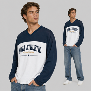 Camiseta de Hombre de Alta Calidad con Cuello en V, Oversize, de Algodón 300Gsm, Estilo Boxy, con Estampado Gráfico Puff Print, Streetwear, Logo Personalizado, OEM - Product Image 2