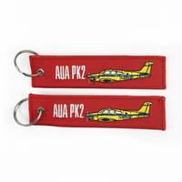 Gantungan Kunci Paduan Seng Cetak Transfer Termal Kain Poliester Tahan Lama Desain Bordir Logo Kustom Jet Tag