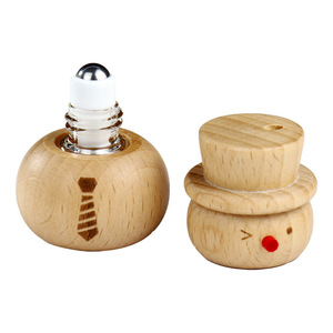 Nouveau flacon roll-on en bois de hêtre pour huiles essentielles et parfums, 2 ml, petite capacité, avec pendentif en bambou - Product Image 3