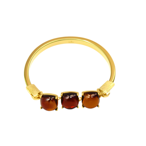 Bracelet en acier inoxydable plaqué or avec pierres d'ambre pour femmes, bijoux de mode - Product Image 2
