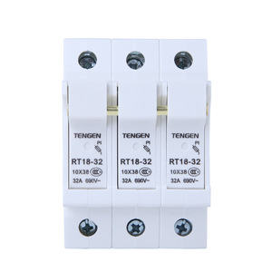 Tengen Rt18-32ตัวยึดฟิวส์3P 10X38mm 32A 690V ~ ฐานฟิวส์ฝาทรงกระบอก - Product Image 1