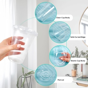 Gobelet en plastique PP transparent anti-fuite de 500 ml, diamètre 90 mm, pour boissons chaudes/froides, avec couvercle, pour thé au lait et café, impression de logo - Product Image 5