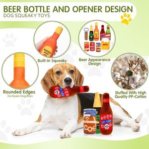 Interaktif komik yavru diş çıkarma küçük köpek oyuncak seti gıcırtılı peluş bira şişesi su şişesi toplu interaktif Pet oyuncaklar - Product Image 2