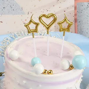 Candela di completo Festival Celebration Baking Party Net Red Cake 3 Pcs Exquisite Love Star Sparkler scava fuori dorato