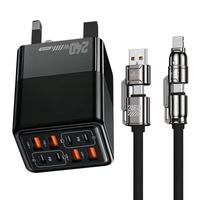 Chargeur mural USB-C PD 240W 8 ports avec prise EU US UK, charge rapide GaN 240W Type-C, charge rapide QC3.0, adaptateur mural USB Type-C