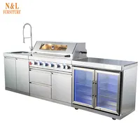 Stainless Steel Gas BBQ Grill, Commercial Outdoor Kitchen