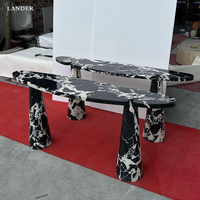 Table console en marbre antique noir moderne Lander Store pour meubles de maison dans le salon ou le hall