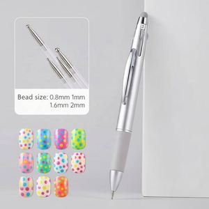 Bolígrafo multifuncional 4 en 1 de plástico para decoración de uñas, diseño antirrollos, herramienta artística para dibujar con polvo cromado, para salón, DI0028, 14,2 cm - Product Image 1
