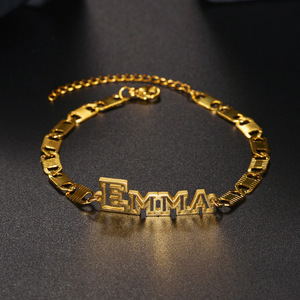 TD パーソナライズカスタムネームカットアウトレターペンダント 18K ゴールドメッキステンレススチールかわいいウェディングネックレスブレスレットジュエリーセット用 - Product Image 6