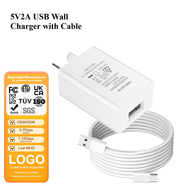 SAA Fast Charging AU/US/UK/EU Plug USB Wall Charger with 1M/1.5M/2M Cable Set for Mobile Phone Earphone Device Power Accessory