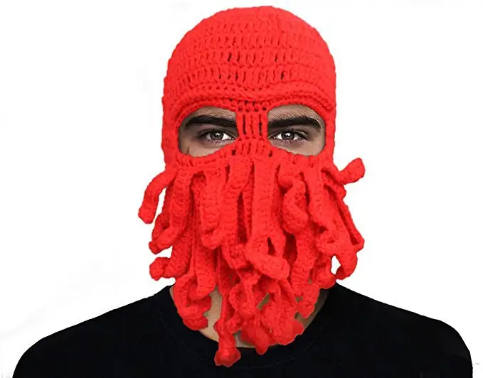 Poulpe barbe chapeau drôle tentacule Pirate chapeau calmar bonnet capé hiver chaud tricot chapeau Costume ski vélo accessoires cadeaux