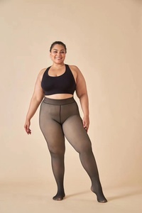 Fleece Lined Tights for <strong>Fat</strong> Women Translucent Thermal <strong>Pantyhose</strong> Plus Size Stretch Thick Winter Warm Fleece Lined Sheer Leggings - Product Image 6