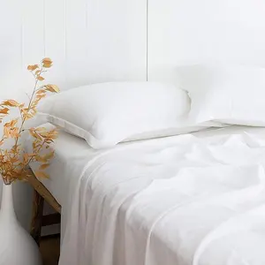 100% Organic Bamboo Rayon Sheets King Size 4 Piece Set White Luxury Silky Bed Sheet Set for Hotel