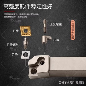 ด้าซาน ที่จับเครื่องมือกลึงซีเอ็นซี รุ่น MwlNr2020K08 McLnR สำหรับงานกลึงภายนอก พร้อมเม็ดมีดเปลี่ยนได้ - Product Image 3
