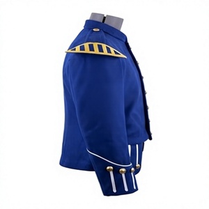 Veste doublette d'hiver bleue style écossais, faite main, tunique formelle, uniforme de fanfare pour homme, vêtement d'extérieur, 100% laine imperméable - Product Image 4