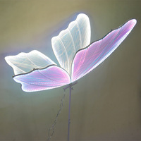Lampes suspendues LED papillon LANJO en acier inoxydable à changement de couleur réfléchissant, romantiques, élégantes, modernes, pour intérieur et extérieur, mariage