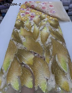 Nigeriano abito da festa in <span class=keywords><strong>pizzo</strong></span> francese con perline con paillettes ecologiche con motivo animale decorato ordine minimo 5 yarde per matrimoni - Product Image 3