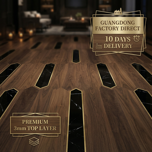 <span class=keywords><strong>Parquet</strong></span> en bois incrusté de marbre, silencieux, couche supérieure de 3 mm, ignifuge, sans formaldéhyde, étanche, à clipser, pour salon et villa - Product Image 1