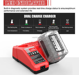 Зарядное устройство с двумя портами, совместимое с <span class=keywords><strong>M</strong></span>-12 <span class=keywords><strong>M</strong></span>-18, 12 В, 18 В, инструменты 48-11-1815, 48-11-1850, 48-11-1860 - Product Image 2