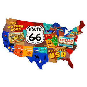 Targa in Metallo Vintage Route 66 Main Street USA, Insegna in Latta per Bar, Club, Man Cave, Decorazione Murale, Poster Metallico <span class=keywords><strong>Mappa</strong></span> della Cina - Product Image 1
