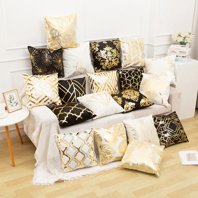 Modern Luxury Soft Geometric Foil Print Lattice Sofa Couch Decorative Cushion Covers Pillow Case Pillowcase