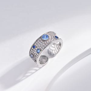 Anillo de plata de ley 925 con circonitas, estilo tenis, de lujo, con incrustaciones completas de piedras, para mujer, grueso, con diamantes, de promesa, de compromiso, anillos finos, precio de fábrica. - Product Image 4