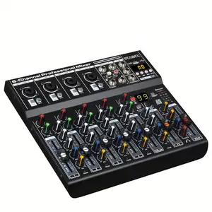 Professional audio digital mixer 6 channel Blueteeth USB sound mixer audio 48V karaoke