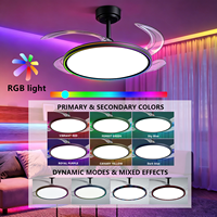 Kipas Angin Plafon Hitam Slim 42 Inch, Lampu RGB, Speaker, Remote APP, 6 Kecepatan, Dapat Diredupkan, Memori, Reversibel untuk Kamar Tidur Rumah