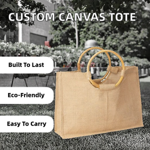 Customizable Simple Letter-Shaped Screen Logo Durable <b>Medium</b> Recyclable Casual Canvas Tote <b>Handbag</b> with Zipper Closure - Product Image 2