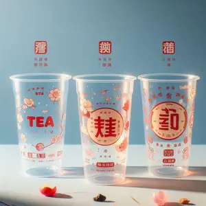 16oz/20oz/24oz/32oz Selling disposable tea bubble plastic cups at factory price in coffee shops