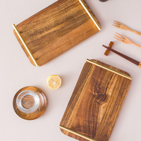 Assiette de présentation en bois d'acacia de 8 pouces à motif original – Assiette de service ronde écologique pour les ensembles de cadeaux de mariage