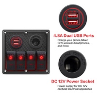 Amomd Panneau de commande d'éclairage électrique 12V avec 4 prises USB doubles et interrupteur marche/arrêt, courant maximal 20A pour yacht