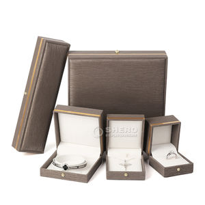 Cajas de Piel Sintética PU Personalizadas Azules al por Mayor, Juego de Cajas Premium para Collares, Pulseras, Anillos, Pendientes, Caja para Joyas con Borde Dorado - Product Image 2